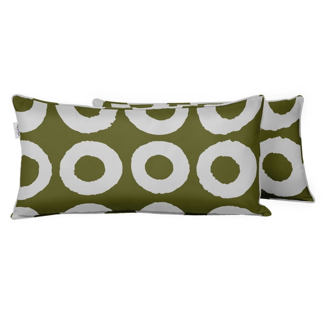 VargottamIndoor/OutdoorPolyester FabricLumbarPillowCover,All-Weather Waterproof Rectangular Cushion Case for Patio Furniture,12" x 24"Set of 2 -Geometric-83