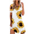 thumbnail image 1 of Birdeem Women Casual Slimming Draw Back Printed Short Sleeves Cold Shoulder Dress, 1 of 5