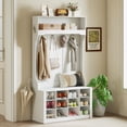 thumbnail image 2 of HOMCOM Hall Tree with Bench and Shoe Storage Cubbies for Entryway, White, 2 of 10