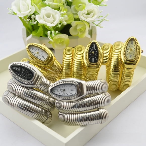 Ladies Watch Golden Snake Bracelet Watch Wholesale Fashion Watch Bracelet Watch Girls Silver