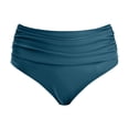 thumbnail image 4 of FYEGRE Women's High Waisted Bikini Bottom Tummy Control Ruched Bathing Suit Swim Bottom Navy M, 4 of 5