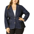 thumbnail image 2 of GRACE & GRANDEUR Women's Plus Size Long Sleeve Denim Bomber Jackets with Pockets, 2 of 6