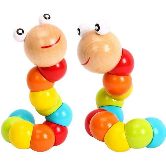 HLONK Baby Toys 6-12 months baby development belly time toys-baby toys 6-12 months-baby gift packaging caterpillar twisted baby boys and girls toys-early education wooden toys (2 pieces)