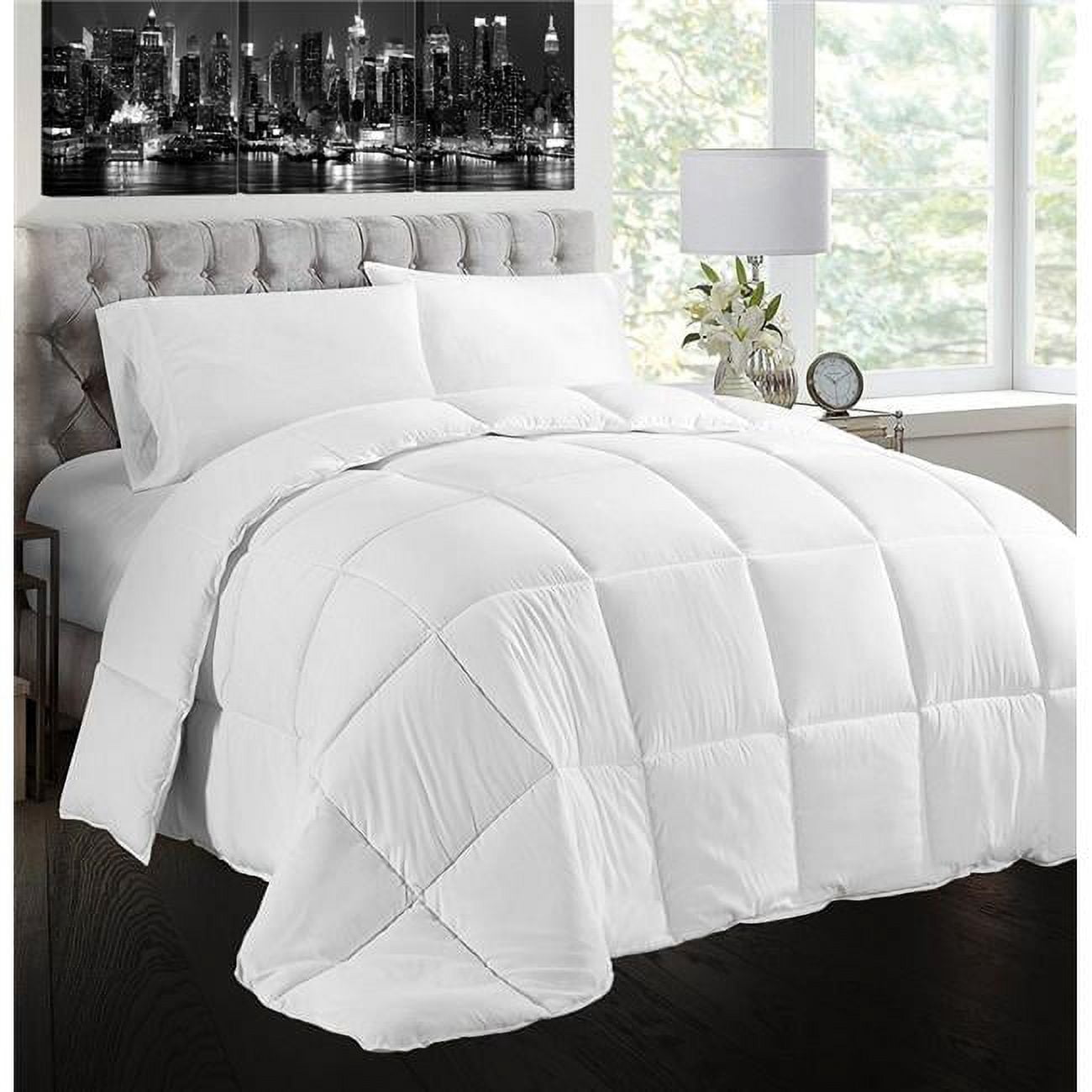 Creative Living Solutions CLS-FC-QN 86 x 86 in. Natural Goose Feather & Down 100 Percent Cotton Case Queen Size Comforter Set, White