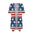 thumbnail image 3 of Lenago Summer Plus Size Workout Tops for Women Casual Printed Short Sleeve Cardigans Drape Open Front Lightweight Summer High Low Hem Tops 4th of July Outfits for Women, 3 of 4