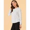 thumbnail image 3 of INSPIRE CHIC Women's Ruffle Neck Long Sleeve Polka Dots Blouse Shirt, 3 of 4