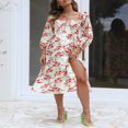 thumbnail image 4 of Flowy Midi Dress with Long Sleeves and Square Neckline for Women, 4 of 9