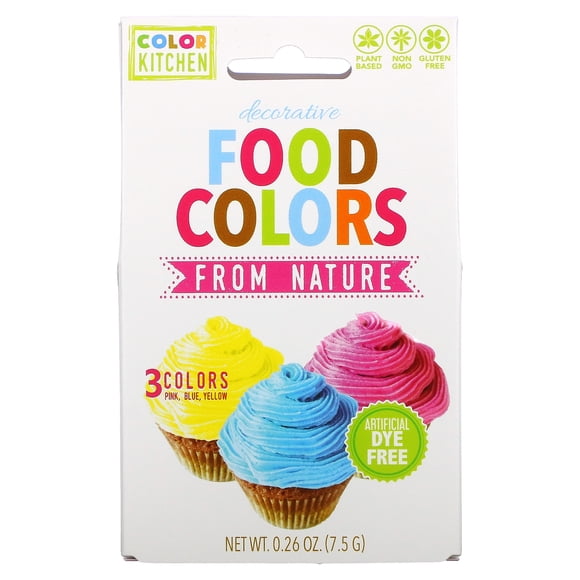 ColorKitchen , Décoratif, Colorants Alimentaires de la Nature, 3 Sachets de Couleur, 0,088 oz (2,5 g) Chacun