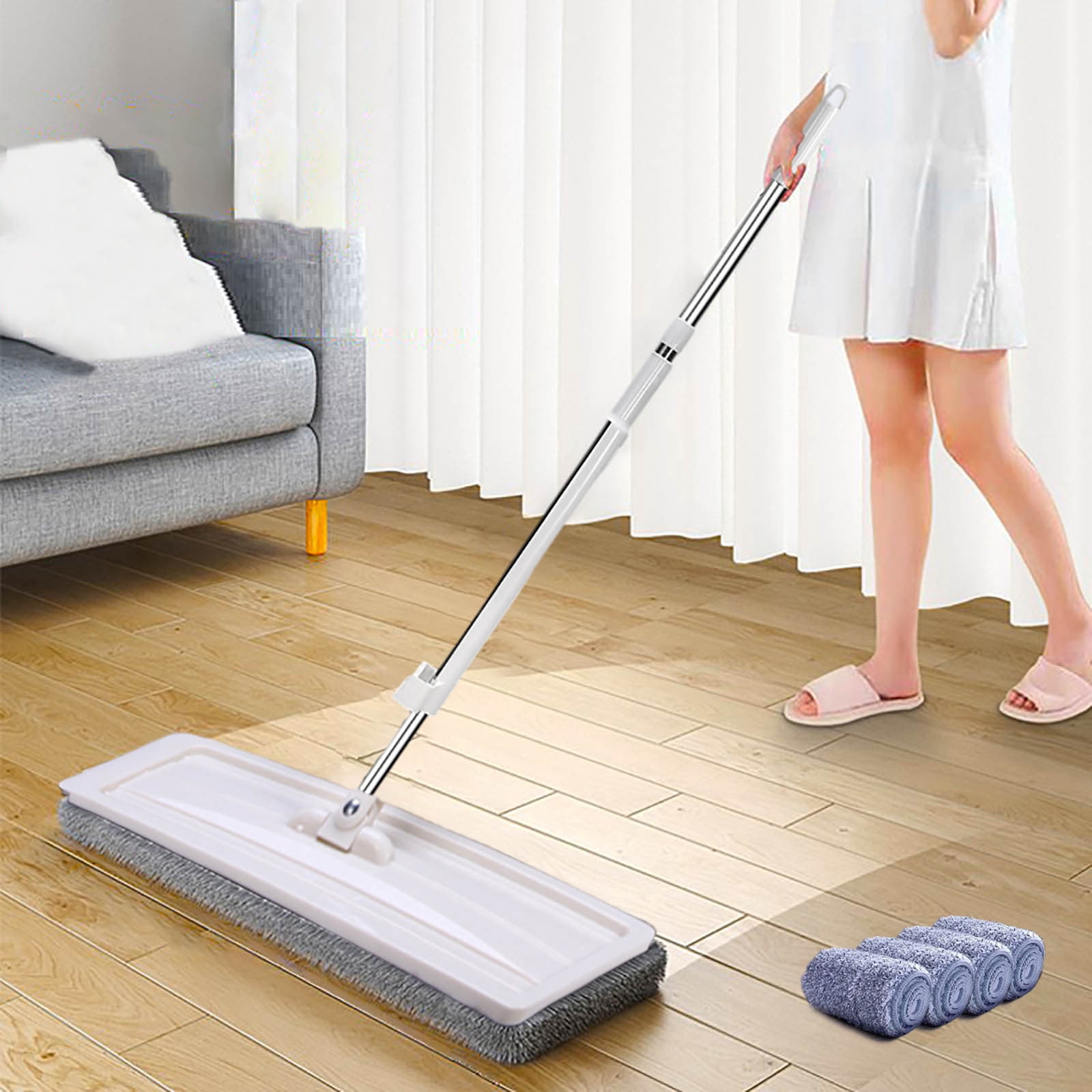Wzzjkit Mop Automatic Wringing 360 Degree Hands-free Lazy Household Cleaning Supplies Mops for Office Home Kitchen Lobby Hardwood Tile Floors Floor Mop