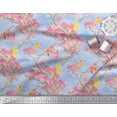 thumbnail image 2 of Soimoi Blue Velvet Fabric Floral & Pigeon Bird Print Sewing Fabric BTY 60 Inch Wide, 2 of 3
