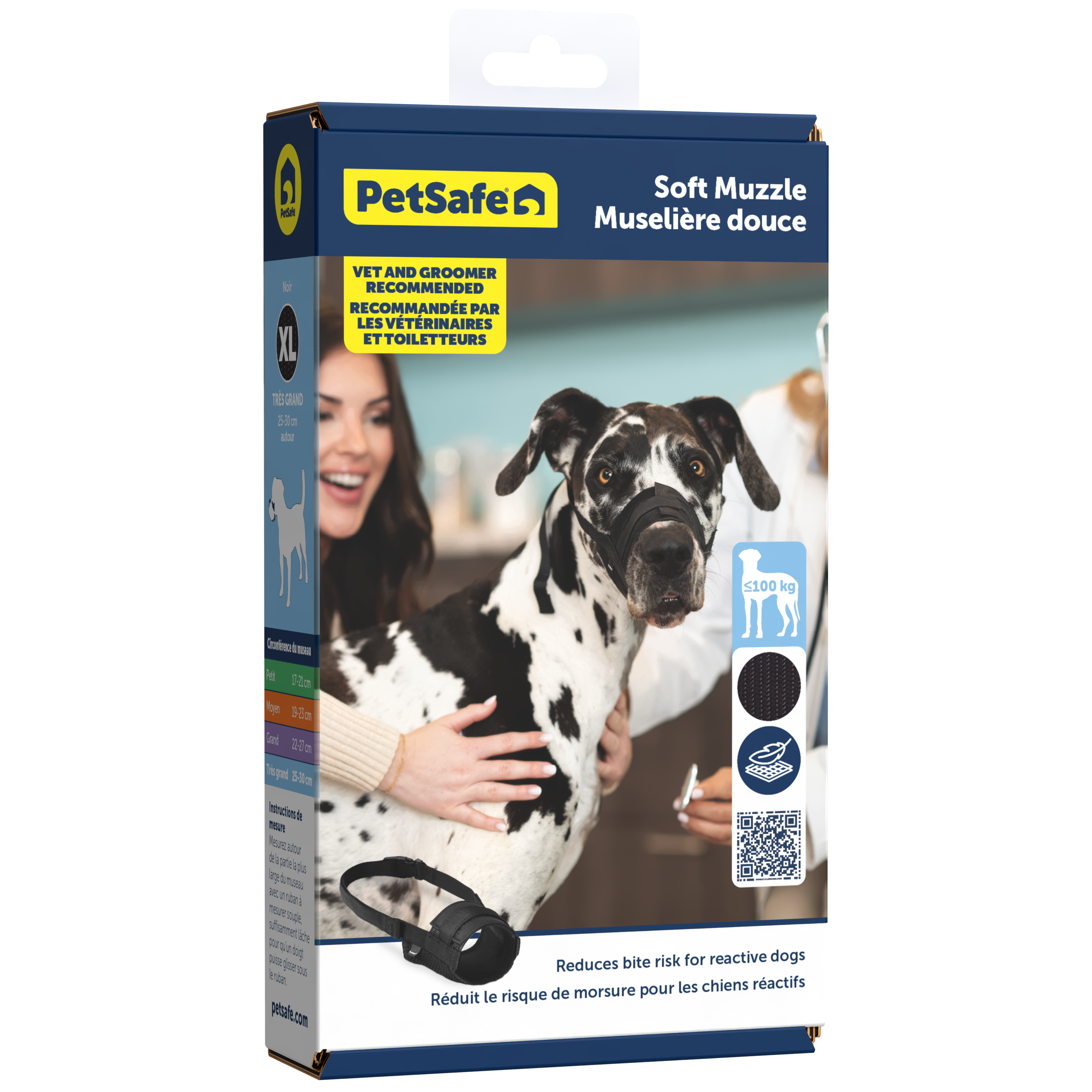 PetSafe Licol Easy Walk, Confortable, Anti-Traction, avec Laisse en Nylon (inclus), noir, M