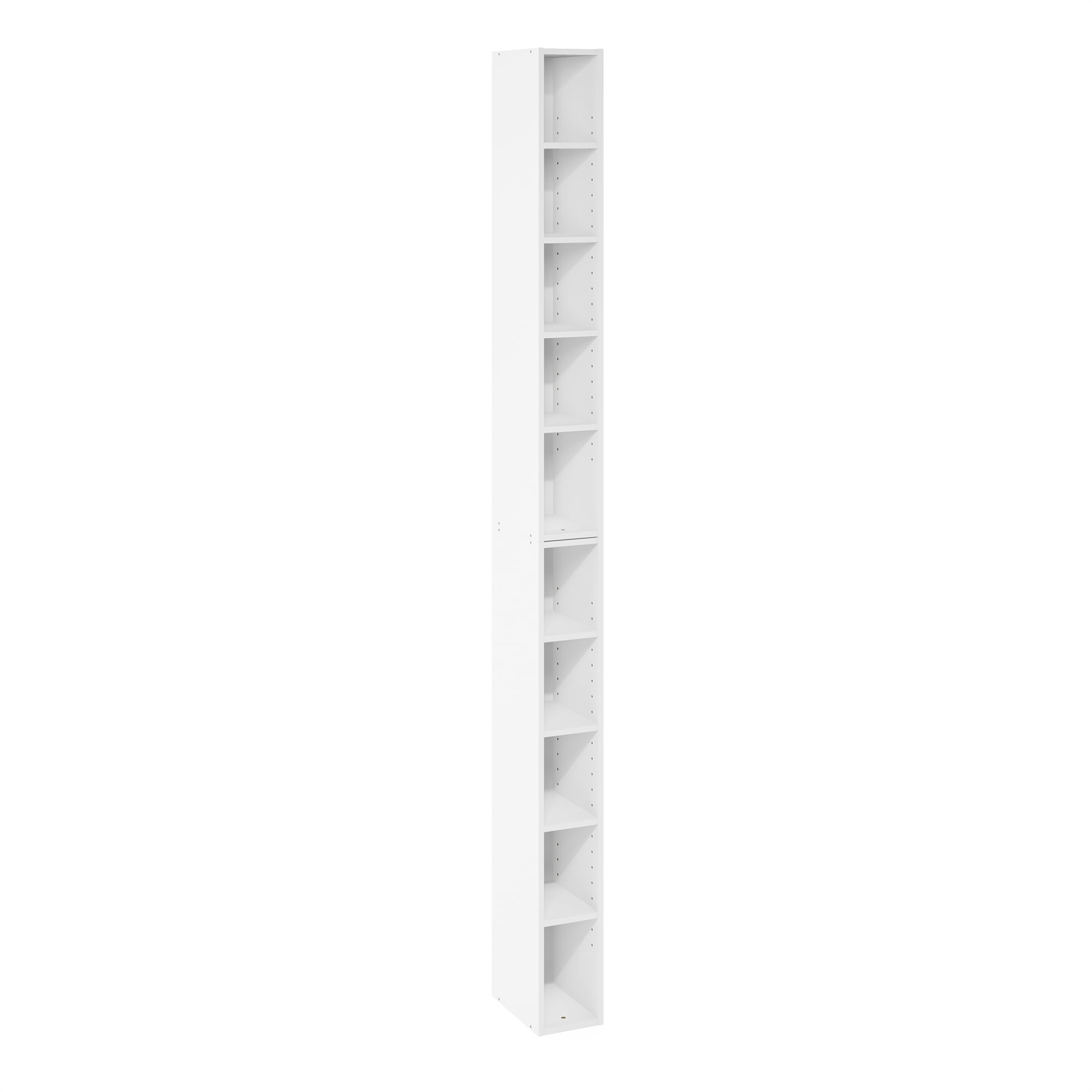 Furinno Fulda 10-Tier Space Saving Storage Shelf Bookcase, 6-Inch Width, White