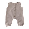 thumbnail image 1 of Combinaison Sans Manches à Carreaux pour Bébés Filles et Garçons, une-Pièce Boutonnée, Salopette, Tenue, 1 of 6