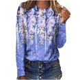 thumbnail image 1 of CEHVOM Femmes Dames Col Rond Hauts Amples T-Shirts Décontractés à Imprimé Blouse à Manches Longues Liquidation, 1 of 5
