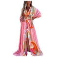 thumbnail image 2 of Women Maxi Dress Long Holiday Boho Paisley Print Slit Striped Ladies Summer, 2 of 6