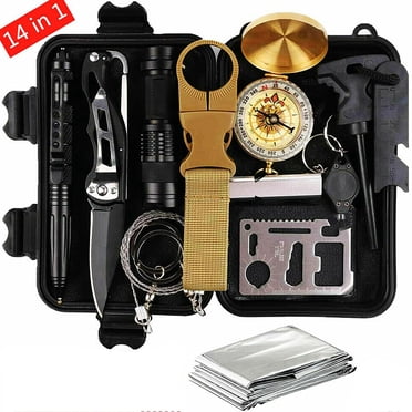 Survival Kit,DFITO 14 in 1 Emergency Survival Gear Kit, Emergency Kit for Outdoor Adventure, Hiking, Gifts for Men Women