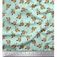 thumbnail image 1 of Soimoi Green polyester Crepe Fabric Leaves & Grandiflora Roses Floral Printed Fabric 1 Yard 52 Inch Wide, 1 of 5