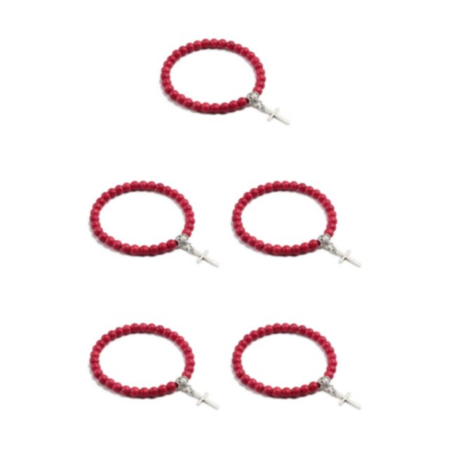 Youkk Lightweight Cross Pendant Bracelets For Effortless Style Unisex Beaded Bracelets red 5Set