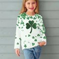 thumbnail image 1 of LWFFDAW T-Shirts pour Filles Enfants St Patrick's Day Manches Longues Col Rond Chandail Tops Paillettes Trèfle Graphiques Quatre Feuilles T-Shirts Irlandais Chanceux Taille 9 Ans Vert, 1 of 4