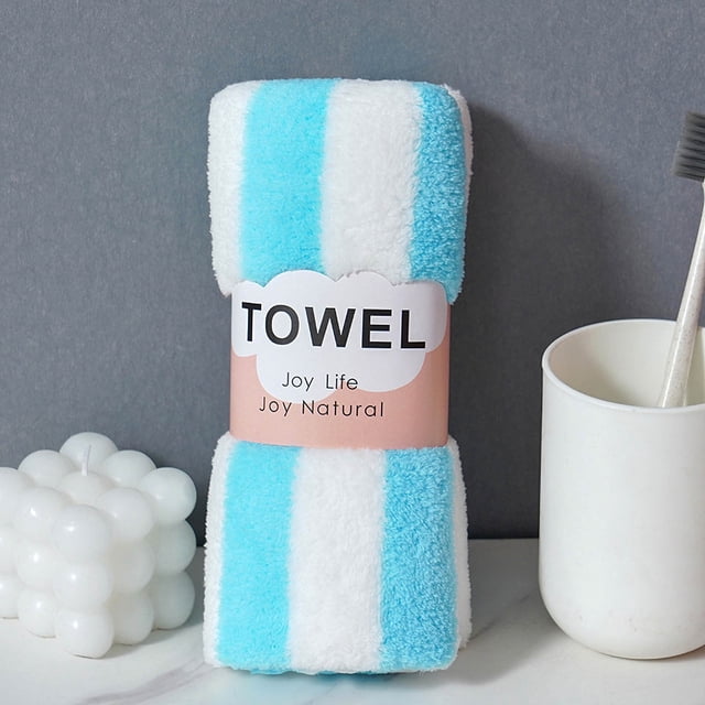 Absorbent Velvet Face Wash Towel for Children Household Use, Soft Striped Design with High Water Absorption, Machine Washable for Bathroom Gym and Travel