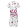 thumbnail image 4 of Robe d'Été pour Femmes 2024 Mode Grande Taille Décontractée à Manches Courtes Col en V Robe Imprimée Robe Ample Rabais de 50 % Liquidation!, 4 of 5