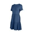 thumbnail image 4 of Pisexur Robes Midi d'Été pour Femmes Décontractées Évasées à Étages Robe T-Shirt Ourlet Ample Manches Courtes Robes de Plage avec Poches, 4 of 6