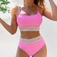 thumbnail image 2 of KIHOUT Bikini Sets Two Piece Sports Swimsuit for Women Ladies Swimsuit Sexy High Waist Solid Color Panel Colorful Bikini Swimsuit Solid Color Backless Split Steel Support Swimsuit Set, 2 of 5