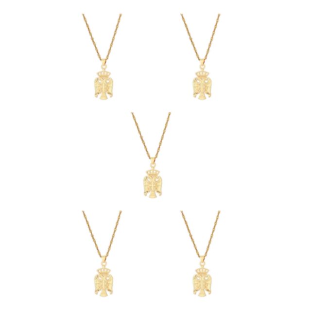 Transemion Collier Pendentif Aigle Exquis Symbole de Courage et d'Inspiration Cadeaux Or 5Ensemble