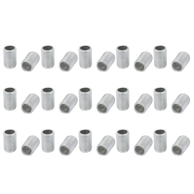 Unique Bargains 30Pcs M10 Full Threaded Lamp Nipple Pass-Through Pipe Connector 15mm Length