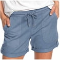 thumbnail image 1 of AherBiu Women's Drawstring High Waisted Button Roll Up Hem Hiking Shorts, Solid Color, 1 of 5