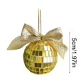 thumbnail image 2 of Gold 2 Inches Gold Christmas Ball With Bow Flocked Ornament For Holiday Tree Decoration, 2 of 6
