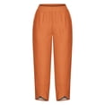 thumbnail image 4 of Timegard Plus Size Pants for Women Elastic Waist Solid Color Comfy Fall Casual Crop Pants with Pockets, 4 of 5