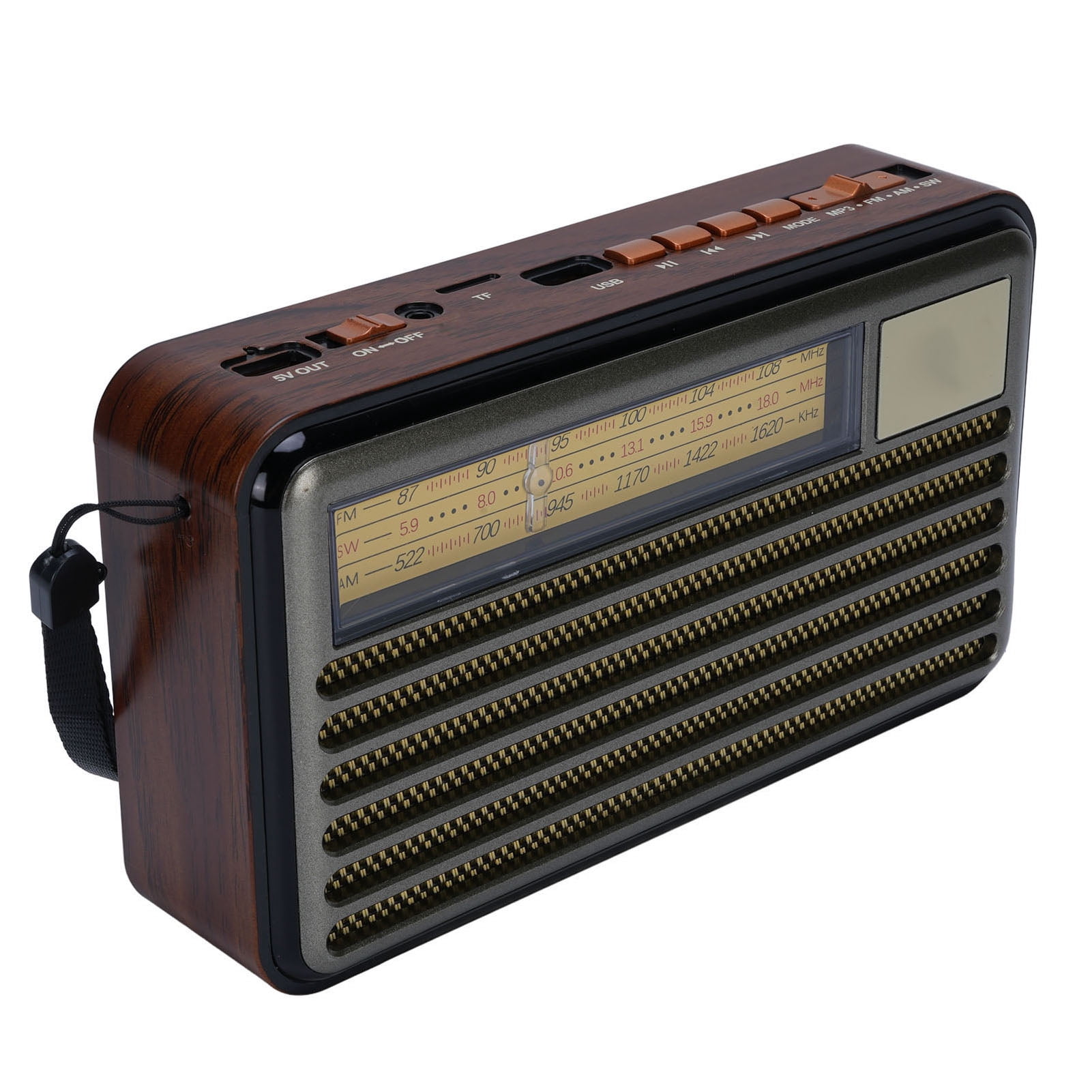 Haut-parleur Radio Portable Petit Vintage Rétro Portable Solaire à Piles pour Éclairage Extérieur d'Urgence