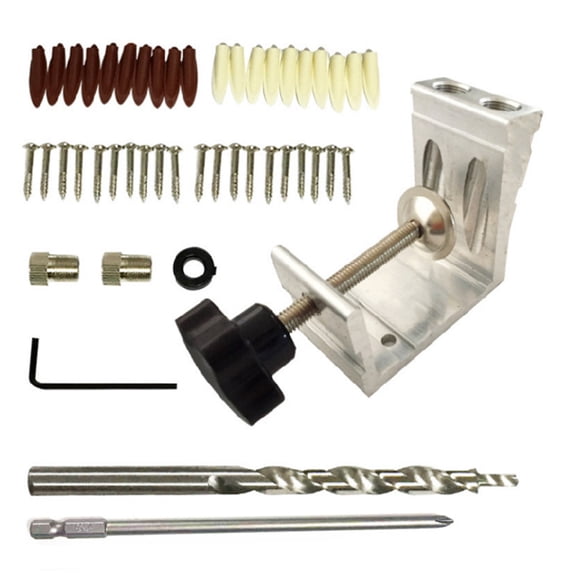 Amdohai 47Pcs Positioner Pocket Jig Kit Heavy Duty Aluminum Pocket Hole Jig Woodworking Punch Locator Tool