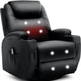 thumbnail image 1 of Korser Swivel Rocker Recliner Chair with Massage Faux Leather for Living Room,Black, 1 of 7