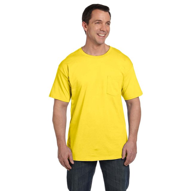 The Hanes 61 oz Beefy-T with Pocket YELLOW 2XL