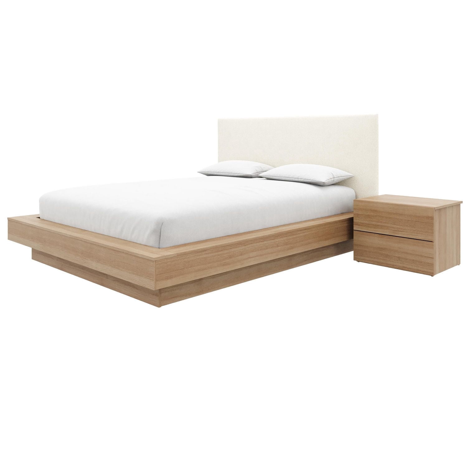 Marko 3 Piece Bedroom Set with Platform Bed, Upholstered Headboard and Nightstand