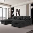 thumbnail image 2 of The Magic Home Canapé Sectionnel Modulaire en Lin en Forme de U à 5 Places, Noir, 2 of 13