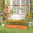 thumbnail image 2 of Gymax 2PCS Raised Garden Bed Planter Box w/ Side & Top Trellis for Vine Climbing Plants, 2 of 10