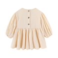 thumbnail image 3 of Automne Printemps Bébé Filles Puff Manches Robe O-Cou Volanté Ourlet Robe Bébé Princesse Mignon Robe Douce Nouveau-Né Vêtements 0-5T, 3 of 5
