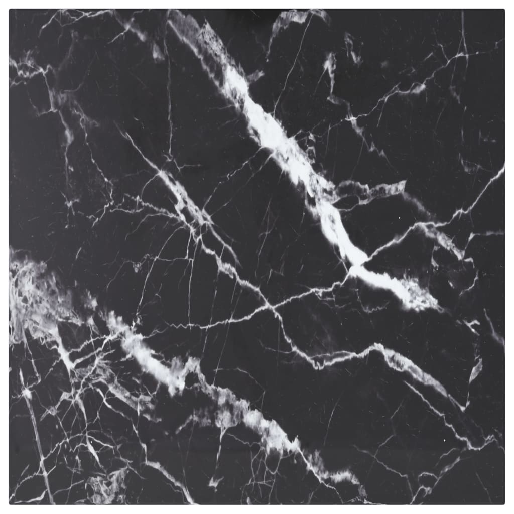 vidaXL Table Noire 60x60 cm 6 mm Verre Trempé avec Design Marbre