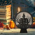 thumbnail image 1 of WHEANG Halloween Decorations Indoor Glass Globe 6.3" Battery Operated LED Lights With Bat Pattern Black Halloween Decor For Table Home, 1 of 4