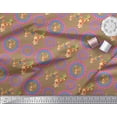 thumbnail image 2 of Soimoi Brown Rayon Fabric Circles & Elk Mount Face Print Sewing Fabric Yard 56 Inch Wide, 2 of 3