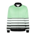 thumbnail image 5 of vdgthytj Fall Jackets for Women Long Sleeve Zip up Stand Collar Bomber Jacket Fall Trendy Color Block Striped Coat, 5 of 5