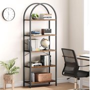 Ourlova Arched Bookshelf 5 Tier Bookcase Display Racks Tall Bookshelves Modern Storage Rack Shelf Large Wood Book Shelf for Bedroom/Living Room/Home/Office - Brown