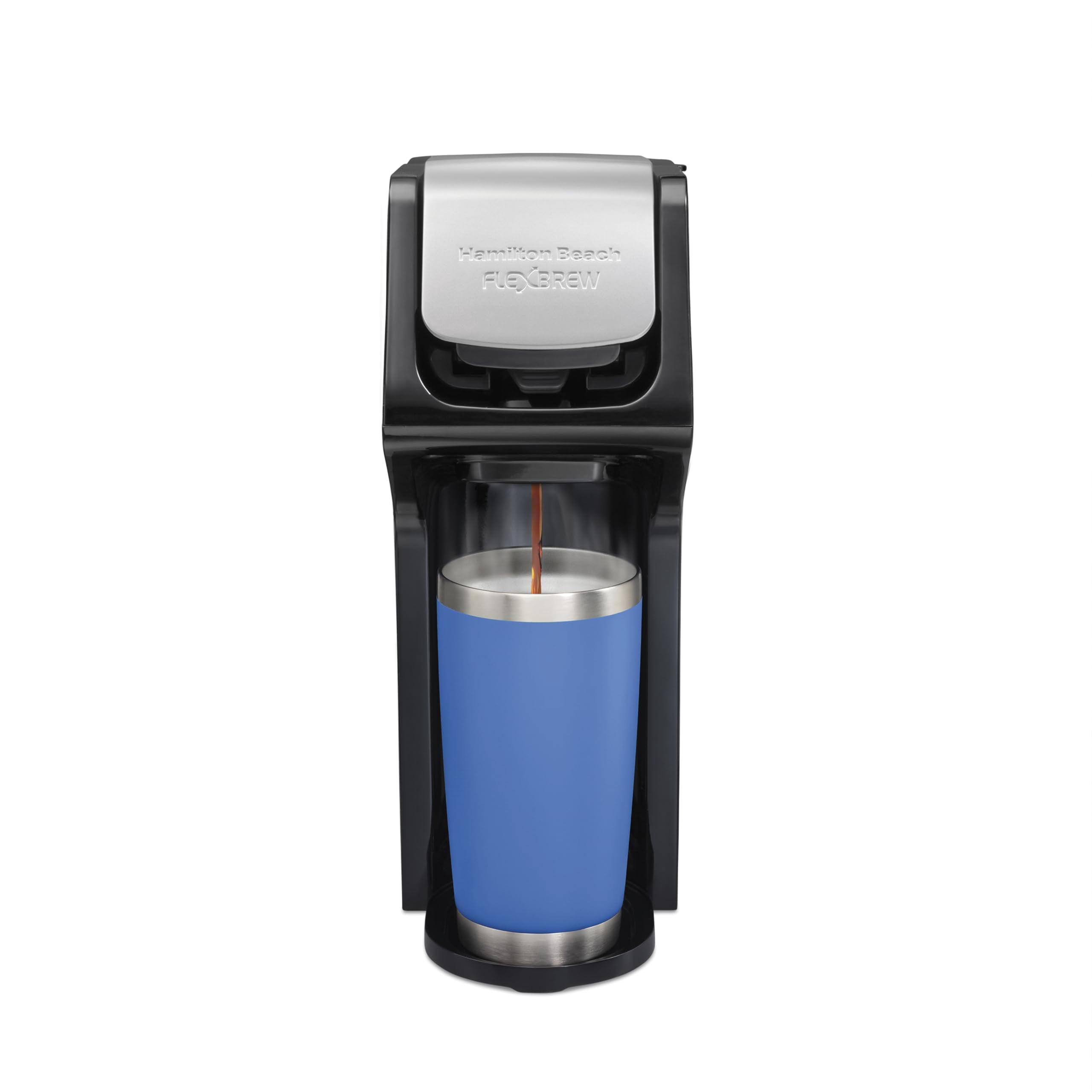 Hamilton Beach FlexBrew Single Serve Coffee Maker, Coffee Machine Compatible with Pod Packs and Grounds, Black Next Gen (49900)