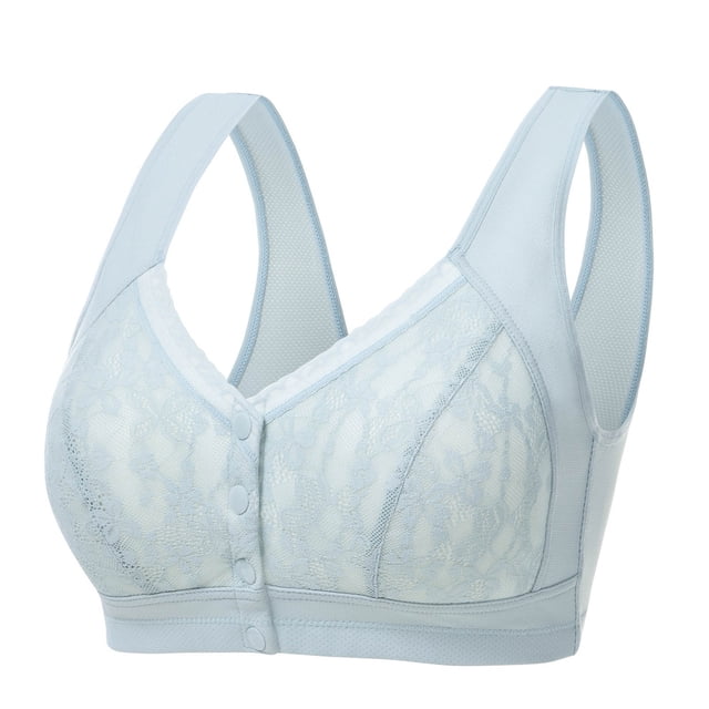 Besolor Plus Size Bras for Women Button Front Closure Wirefree Bralettes High Support Full Coverage Underwear