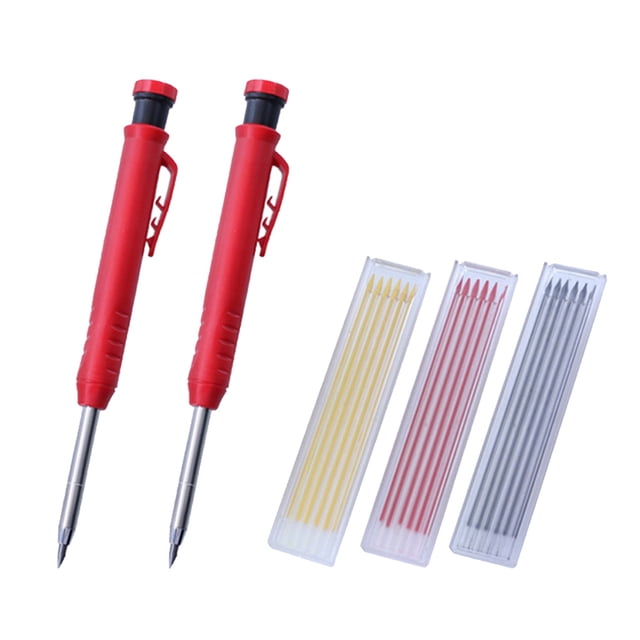 Transemion 12Pcs Carpenter Mark Pencil Refill Replacement Mechanical Pencils Refill Type 4