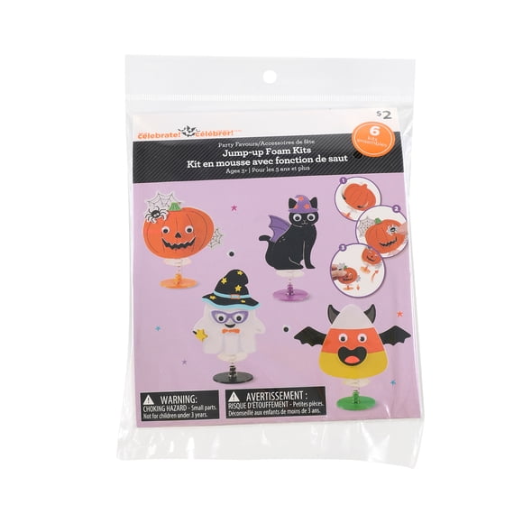 Kits de bricolage en mousse « Halloween Jump-Up » (figurines à ressort), ensemble de 6, 4 motifs d'Halloween assortis, petits cadeaux de fête, pour les 3 ans et plus, par Way to Celebrate