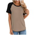 thumbnail image 1 of Yuyuzo T Shirts for Women Summer Short Sleeve Casual Basic Tops Color Block Blouses Comfy Tunic Tops, 1 of 5